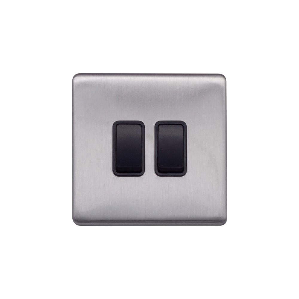Brushed Chrome & Black Sockets & Switches