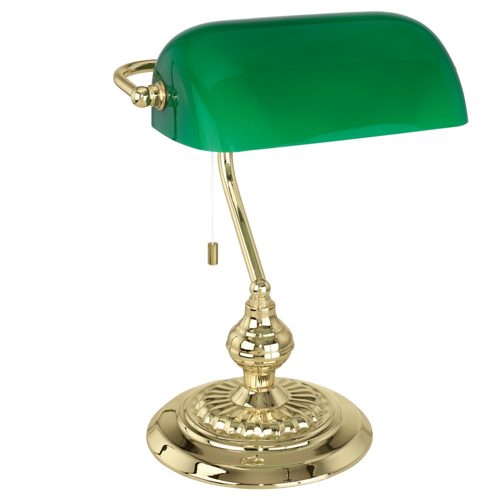 B&Q - Banker Green And Brass Metal And Glass Bankers Table Lamp(L) 27.5Cm - Image 3