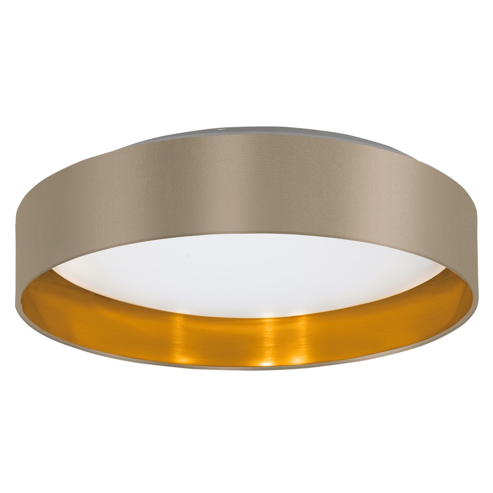 Eglo LED Ceiling Light Maserlo 2, Flush Mount Textile lamp | living room lighting made of fabric" gold and taupe, white plastic, warm white, Ø 15" - Image 3