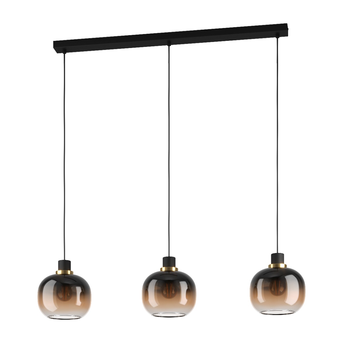Eglo Unisex Black Oilella Linear & Brown Glass Pendant Light - Image 7