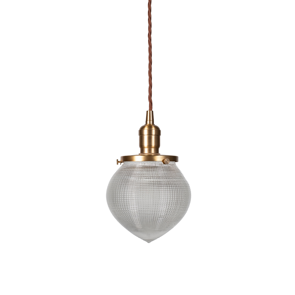 Soho Lighting Hollen Acorn Lacquered Antique Brass Prismatic Glass Arts and Crafts Style Pendant Light