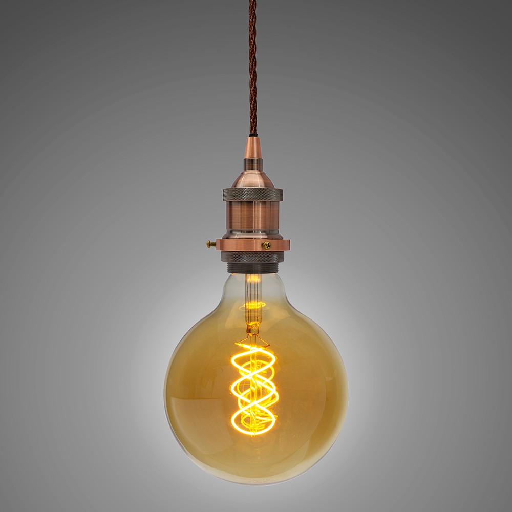 Soho Lighting Brown Antique Copper Decorative Bulb Holder With Twisted Cable