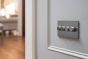 Soho Lighting Brushed Chrome 4 Gang 2 Way Trailing Edge Dimmer Switch Screwless 100W LED (150w Halogen/Incandescent)