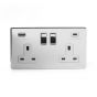 Polished Chrome & White USB C Socket