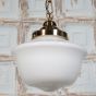 Soho Lighting Frith Brass Opaque Retro Glass Schoolhouse Stairwell Pendant Light