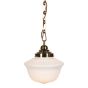 Soho Lighting Frith Brass Opaque Retro Glass Schoolhouse Stairwell Pendant Light