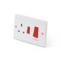 Lieber 45A Silk White Cooker Control Unit with 13A Socket - Curved Edge