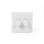 White ST Range 2 Gang 2 Way Leading Dimmer Switch 