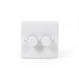 White ST Range 2 Gang 2 Way Leading Dimmer Switch 
