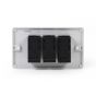 Lieber Silk White 3 Gang 2 Way Trailing Edge Dimmer Switch 100W LED (250w Halogen/Incandescent) - Curved Edge