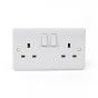 White Urea ST Range 13A 2 Gang Switched Socket