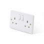 5 Pack - Lieber Silk White 13A 2 Gang DP Switched Socket - Curved Edge