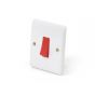Lieber Silk White 45A 1 Gang Double Pole Switch Single Plate - Curved Edge