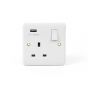 White Urea ST Range 13A 1 Gang USB Switched Socket