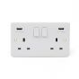 White Urea ST Range 13A 2 Gang USB Switched Socket
