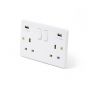 Lieber Silk White 3.1A 2 Gang Double USB Socket - Curved Edge