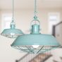 Duck Egg Blue Turquoise Caged Industrial Kitchen Island Pendant Light - Brewer Cage - Soho Lighting