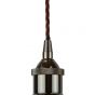 Soho Lighting Black Nickel Decorative Bulb Holder with Brown Twisted Cable