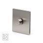 Soho Lighting Brushed Chrome 1 Gang 2 Way Trailing Edge Dimmer Switch Screwless 100W LED (150w Halogen/Incandescent)