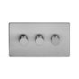 Soho Lighting Brushed Chrome 3 Gang 2 Way Trailing Edge Dimmer Switch Screwless 100W LED (150w Halogen/Incandescent)