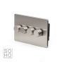 Soho Lighting Brushed Chrome 4 Gang 2 Way Trailing Edge Dimmer Switch Screwless 100W LED (250w Halogen/Incandescent)