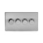 Soho Lighting Brushed Chrome 4 Gang 2 Way Trailing Edge Dimmer Switch Screwless 100W LED (250w Halogen/Incandescent)