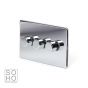 Soho Lighting Polished Chrome 3 Gang 2 Way Trailing Edge Dimmer Switch Screwless 100W LED (250w Halogen/Incandescent)