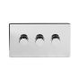 Soho Lighting Polished Chrome 3 Gang 2 Way Trailing Edge Dimmer Switch Screwless 100W LED (150w Halogen/Incandescent)
