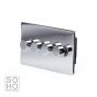 Soho Lighting Polished Chrome 4 Gang 2 Way Trailing Edge Dimmer Switch Screwless 100W LED (150w Halogen/Incandescent)