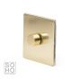 Soho Lighting Brushed Brass 1 Gang 2 Way Trailing Edge Dimmer Switch Screwless 100W LED (150w Halogen/Incandescent)
