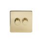 Soho Lighting Brushed Brass 2 Gang 2 Way Trailing Edge Dimmer Switch Screwless 100W LED (250w Halogen/Incandescent)