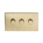 Soho Lighting Brushed Brass 3 Gang 2 Way 150W LED (400w Halogen/Incandescent) LED Trailing Edge Dimmer