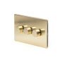 Soho Lighting Brushed Brass 3 Gang 2 Way 150W LED (400w Halogen/Incandescent) LED Trailing Edge Dimmer
