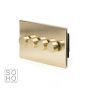 Soho Lighting Brushed Brass 4 Gang 2 Way Trailing Edge Dimmer Switch Screwless 100W LED (250w Halogen/Incandescent)
