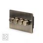 Soho Lighting Antique Brass 4 Gang 2 Way Trailing Edge Dimmer Switch Screwless 150W LED (300w Halogen/Incandescent)