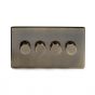 Soho Lighting Antique Brass 4 Gang 2 Way Trailing Edge Dimmer Switch Screwless 150W LED (300w Halogen/Incandescent)
