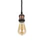 Soho Lighting Edison Antique Copper Pendant Bulb Holder With Twisted Black Cable