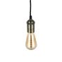 Soho Lighting Aged Brass Bulb Holder Exposed Bulb Pendant Light With Twisted Black Cable