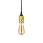 Soho Lighting Gold Bulb Holder Exposed Bulb Pendant Light With Twisted Black Cable