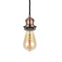 Soho Lighting Red Copper Bulb Holder Exposed Bulb Pendant Light With Twisted Black Cable