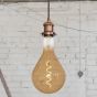 Red Copper Bulb Holder Exposed Bulb Pendant Light With Twisted Dark Brown Cable