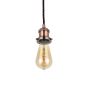 Red Copper Bulb Holder Exposed Bulb Pendant Light With Twisted Dark Brown Cable