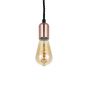 Soho Lighting Rose Gold Bulb Holder Exposed Bulb Pendant Light With Twisted Black Cable
