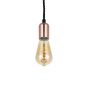 Soho Lighting Rose Gold Bulb Holder Exposed Bulb Pendant Light With Twisted Black Cable