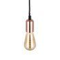 Edison Rose Gold Pendant Bulb Holder With Twisted Dark Brown Cable