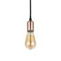 Soho Lighting Rose Gold Bulb Holder Exposed Bulb Pendant Light With Twisted Dark Brown Cable
