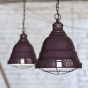 Mulberry Red Burgundy Vintage Cage Landing Pendant Light - Ganton - Soho Lighting