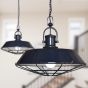 Brewer Cage Industrial Kitchen Island Pendant Light Squid Ink Navy Blue - Soho Lighting