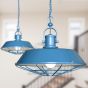 Brewer Cage Industrial Kitchen Island Pendant Light Aston Blue - Soho Lighting