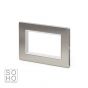 Soho Lighting Brushed Chrome White Insert 4 x25mm EM-Euro Module Faceplate